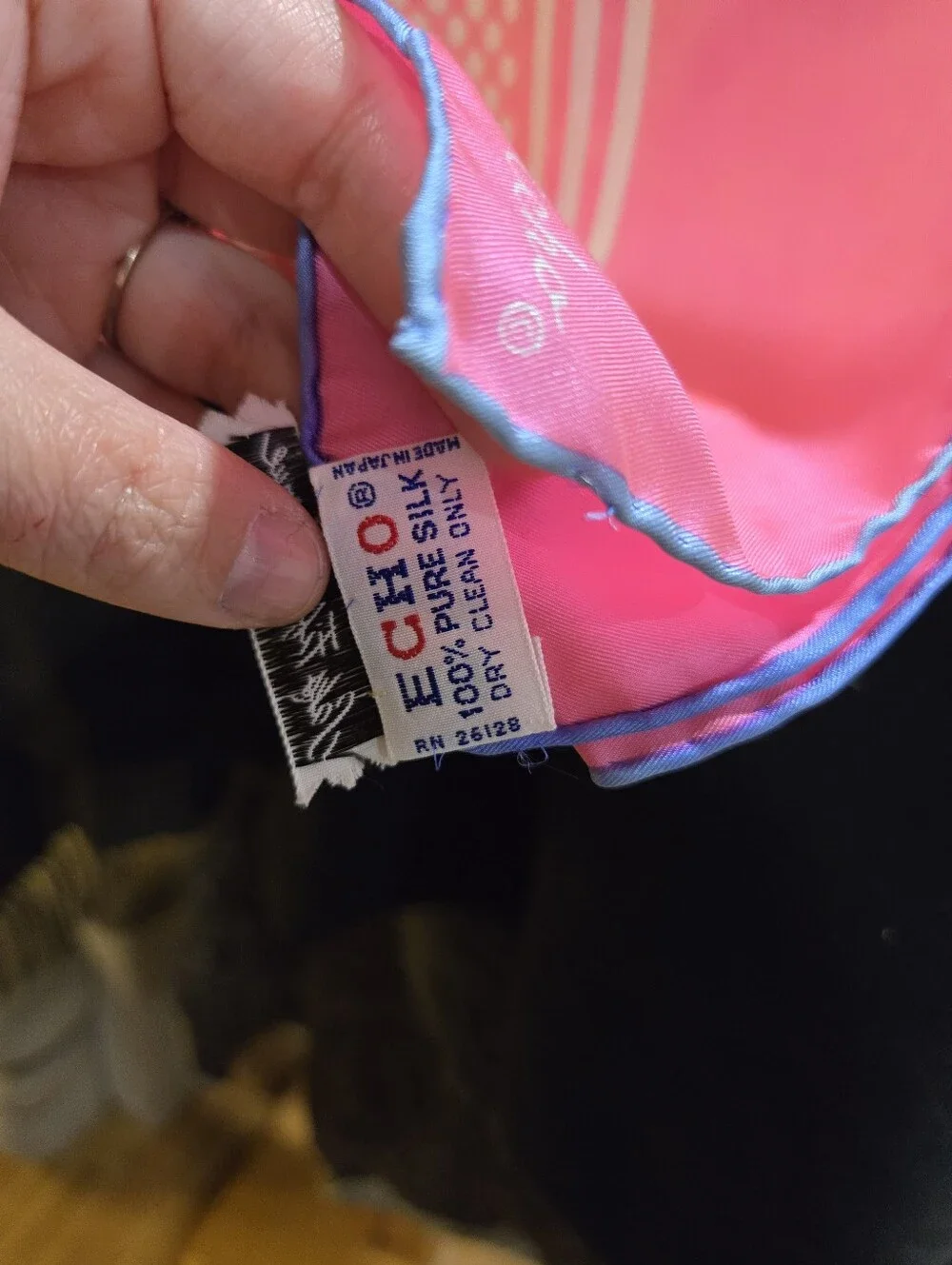 Saks Fifth Avenue Hot Pink and Periwinkle Silk Scarf